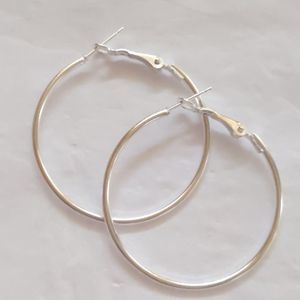 Silver Hoop Earrings 1.5"
